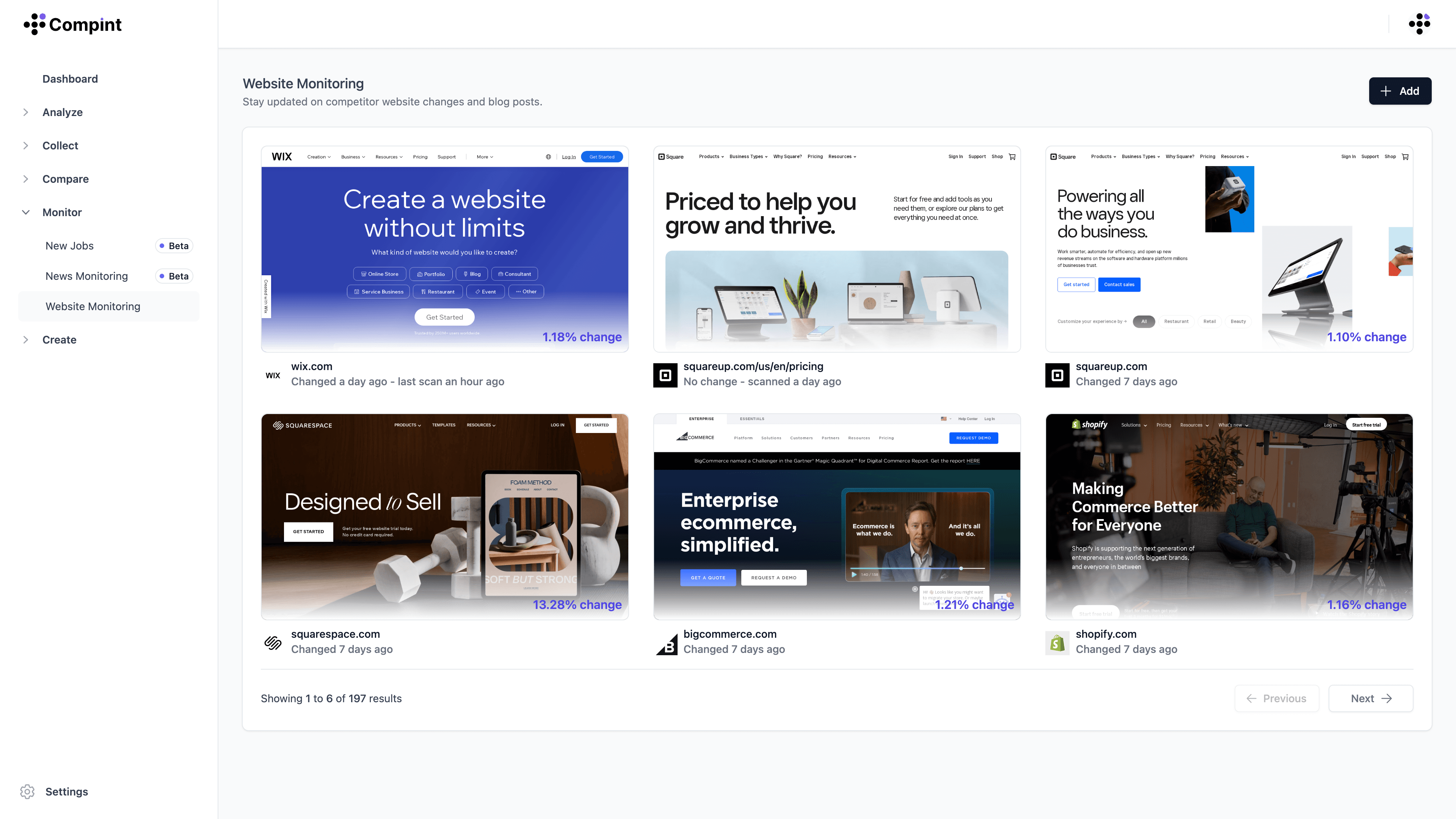 Compint - Competitor Website Monitoring